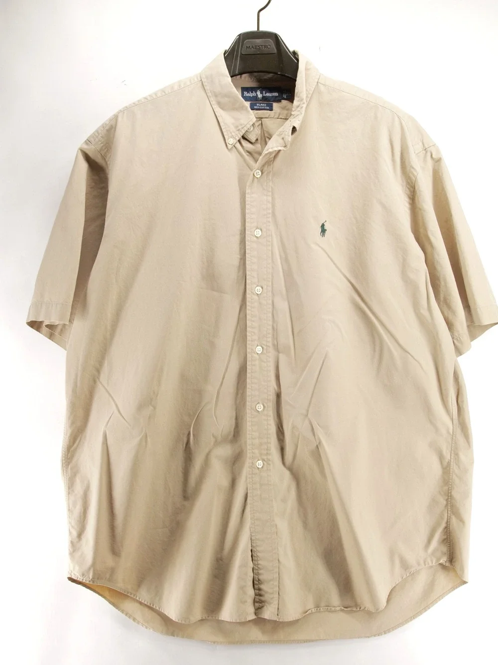 Polo Ralph Lauren Blake Beige Mens XL Casual Short Sleeve Button Up 100% Cotton
